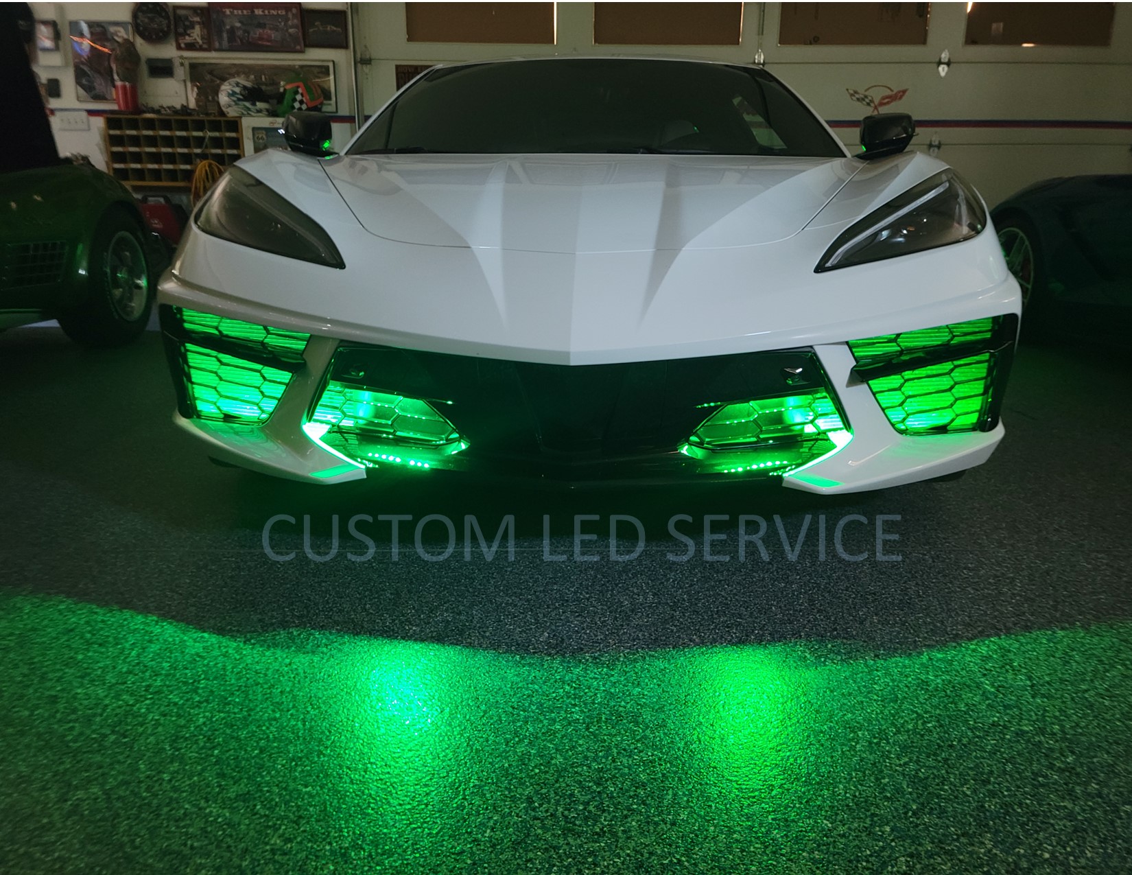 Corvette C8 with Custom L.E.D. lighting switched on